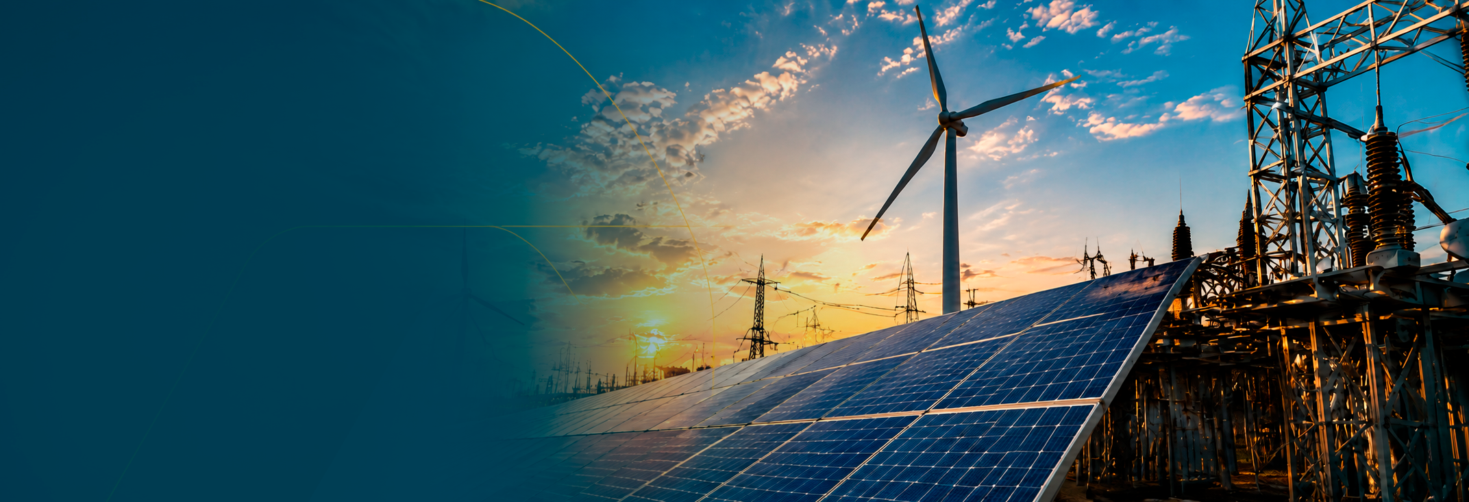 Infraestrutura de energia renovável e linhas de transmissão